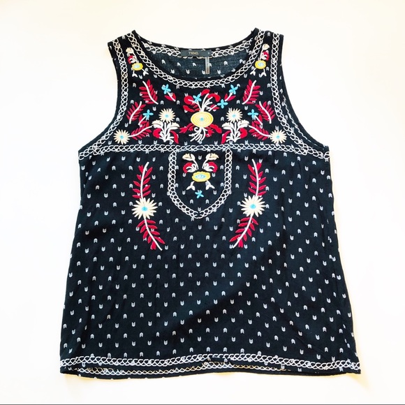 THML Tops - THML black embroidered sleeveless top